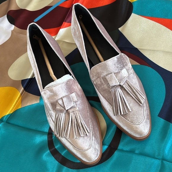 Brand New Rebecca Minkoff Edie Velvet Tassel Loafers Stacked Heel Slip On Shoes - Picture 3 of 16
